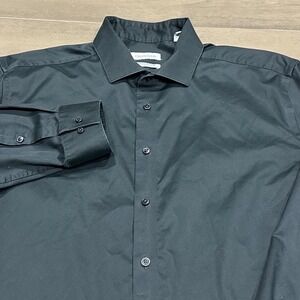 Calvin Klein Mens Infinite Non-Iron Slim Tall Dress Shirt Black 17.5 36/37